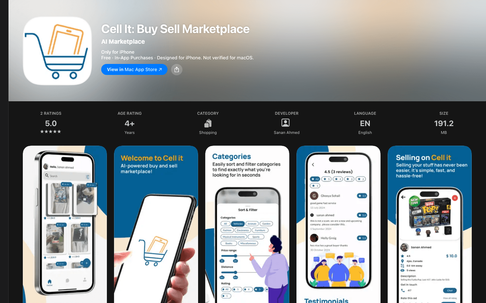 Cell It AI-powered local marketplace mobile app screens.