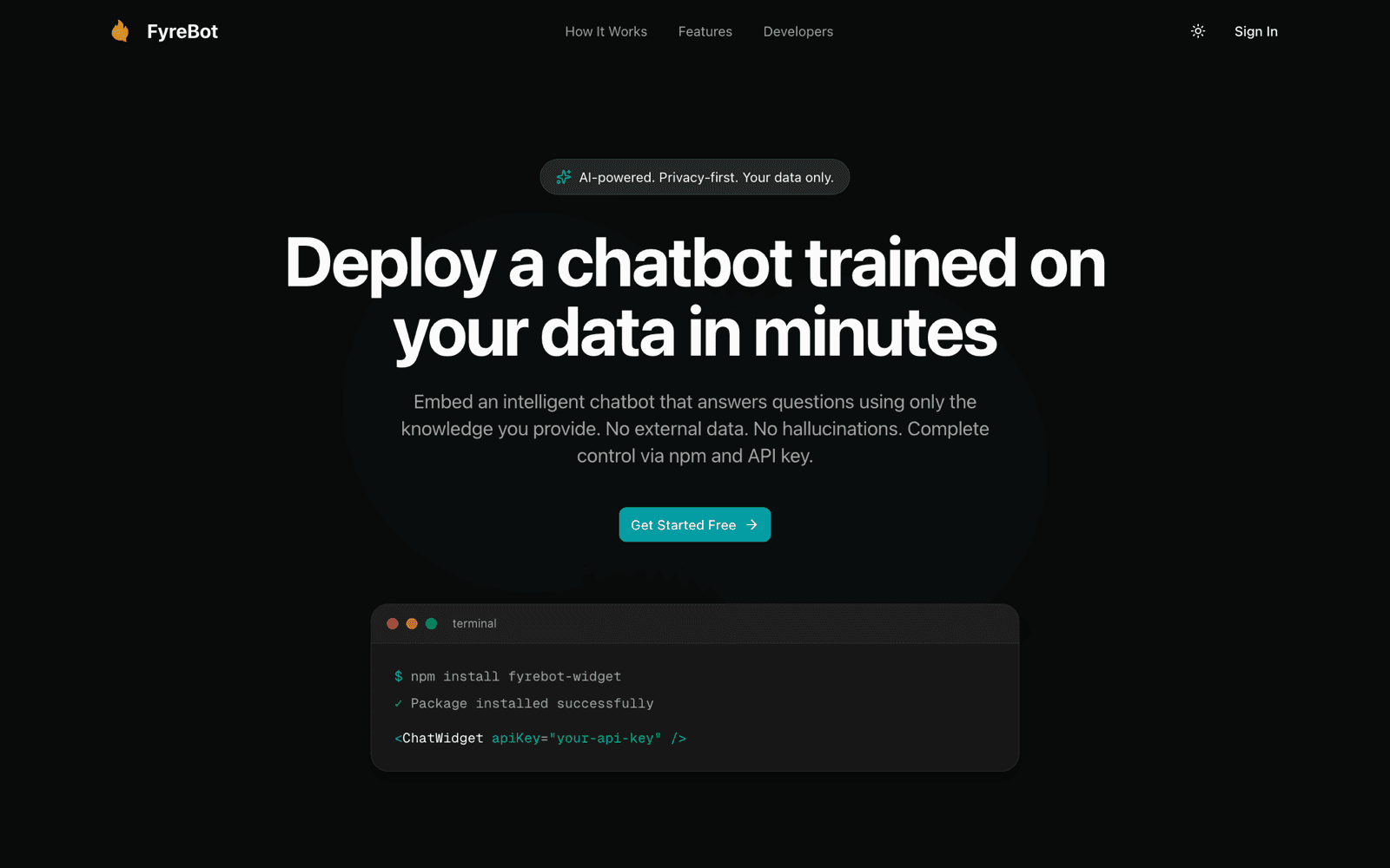 FyreBot product interface